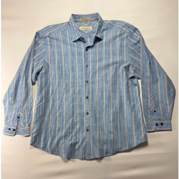 Tommy Bahama Men's Long Sleeve Blue Striped Button Up Shirt - Size XL - Picture 1 of 4